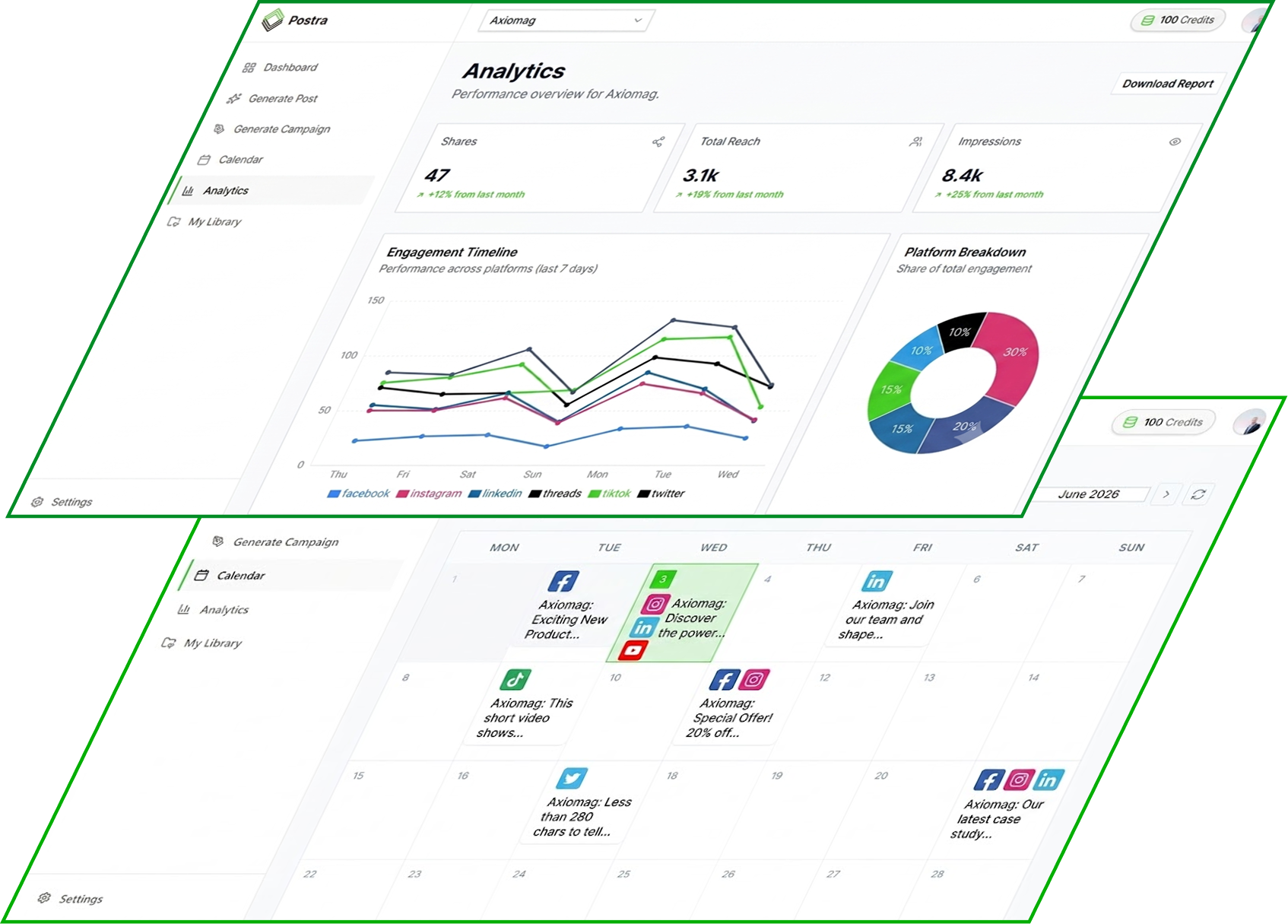 Postra AI Social Media Dashboard